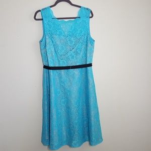 NWOT CK Sky Blue Sleeveless Lace A-line Dress